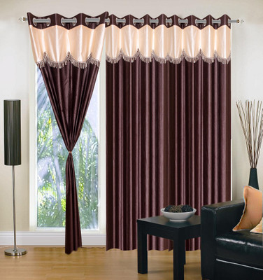 35% OFF on Handloomhub Polyester Coffee Solid Eyelet Curtain