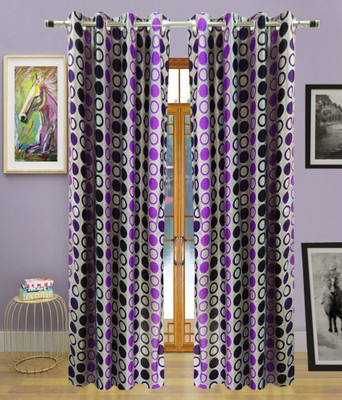 60% OFF on Urban Arts Polyester Purple Floral Eyelet Curtain