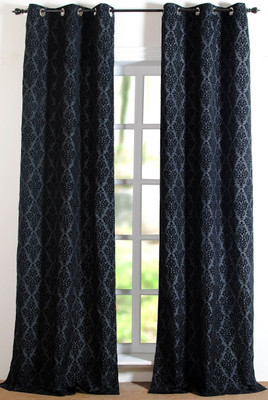 10% OFF on Deco Window Polyester Black Solid Eyelet Curtain