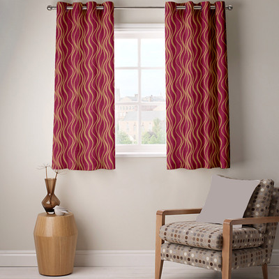 42% OFF on Fabutex Pink Solid Eyelet Curtain