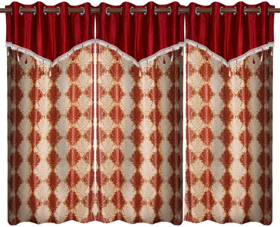 70% OFF on Zikrak Exim Polyester Red Geometric Eyelet Curtain