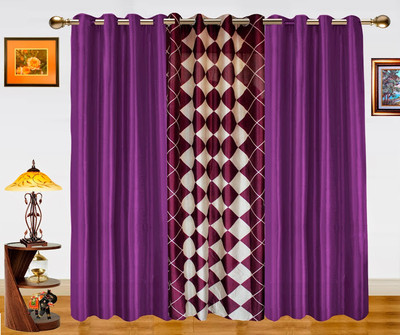 41% OFF on Dekor World Polyester Purple Floral Eyelet Curtain