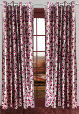 65% OFF on Homefab India Polyester Lavender Floral Eyelet Curtain