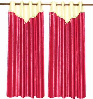 77% OFF on Zikrak Exim Polyester Red Geometric Eyelet Curtain