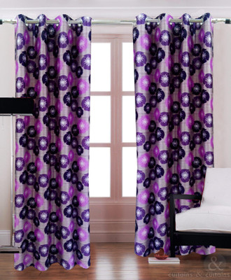 59% OFF on Homefab India Polyester Purple Floral Eyelet Curtain