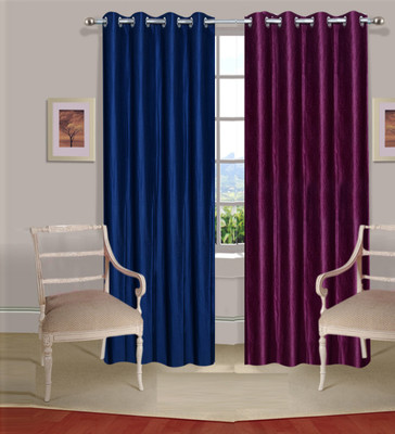 43% OFF on Handloomdaddy Polyester Dark Blue, Purple Solid Eyelet Curtain