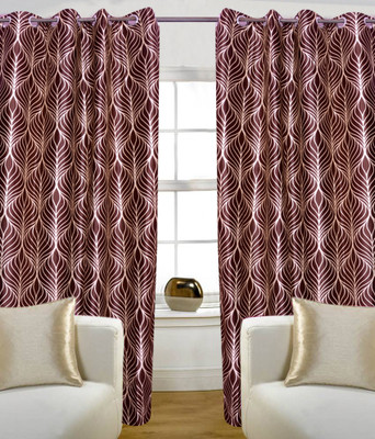 60% OFF on HomeZaara Polyester Brown Striped Eyelet Curtain