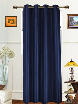 58% OFF on Dekor World Polyester Blue Fleur-de-lis Eyelet Curtain