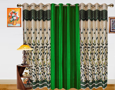 47% OFF on Dekor World Polyester Green Floral Eyelet Curtain