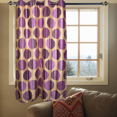 41% OFF on Kings Polycotton Purple Floral Tab Top Curtain