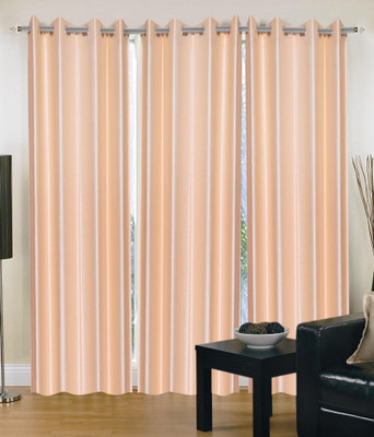 55% OFF on Hargunz Polycotton Beige Floral Eyelet Curtain