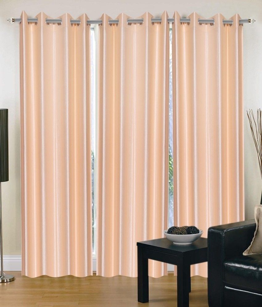 64% OFF on Decor Vatika Polycotton Beige Self Design Eyelet Curtain