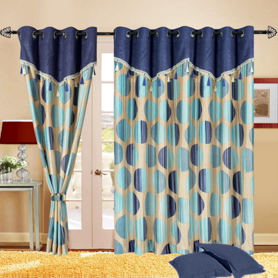 50% OFF on Cortina Polyester Blue Solid Eyelet Curtain