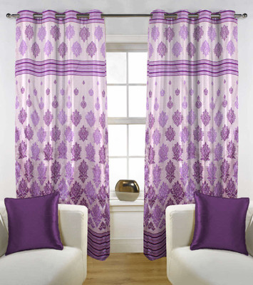 60% OFF on Kings Polycotton Purple Floral Ring Rod Curtain