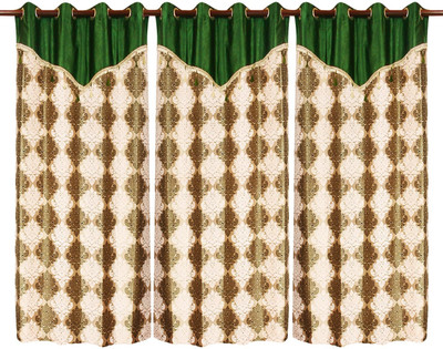 67% OFF on Zikrak Exim Polyester Green Striped Eyelet Curtain