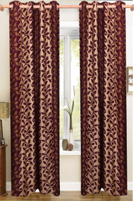 57% OFF on Vrinda Polyester Purple Abstract Eyelet Curtain