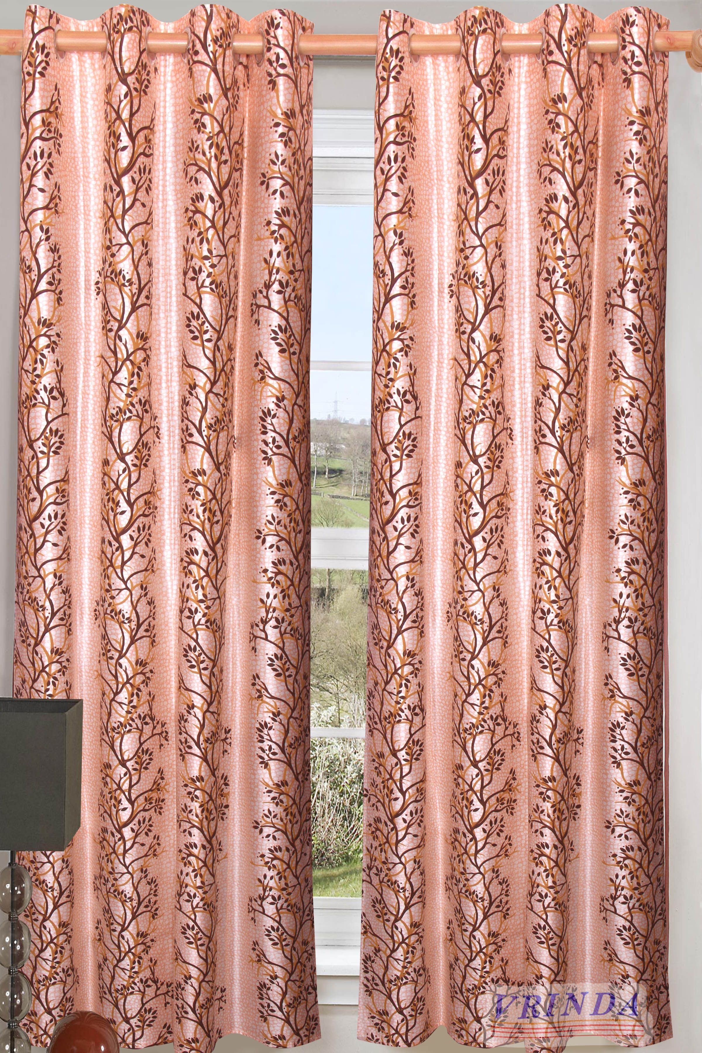 46% OFF on Vrinda Polycotton Multicolor Geometric Eyelet Curtain