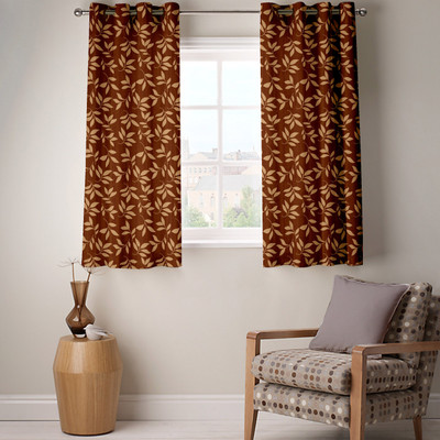 42% OFF on Fabutex Brown Floral Eyelet Curtain