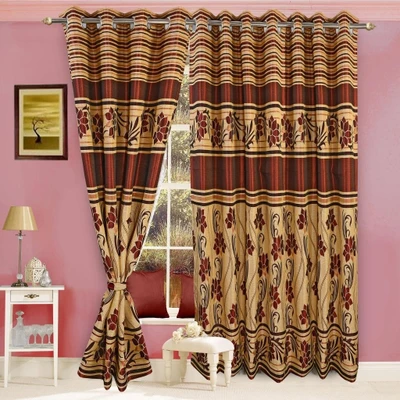53% OFF on Vorhang Multicolor Floral Eyelet Curtain