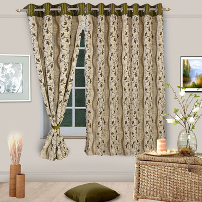 50% OFF on Vorhang Jacquard Multicolor Floral Eyelet Curtain