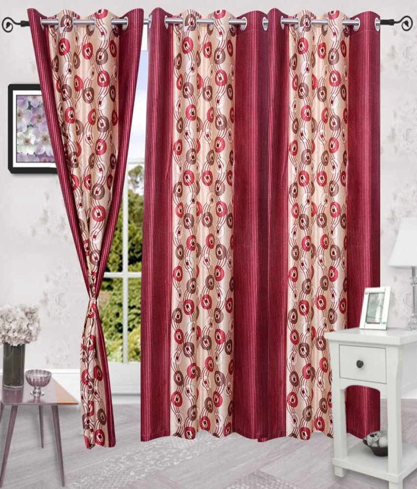 61% OFF on Shopgrab Polycotton Multicolor Geometric Eyelet Curtain