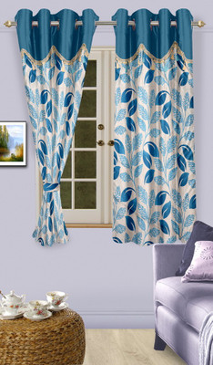 50% OFF on Cortina Polyester Blue Damask Eyelet Curtain