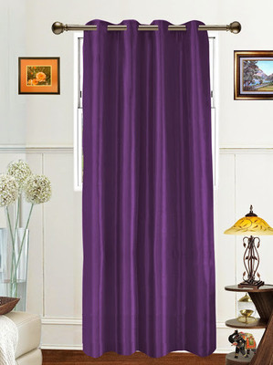 42% OFF on Dekor World Polyester Purple Striped Eyelet Curtain
