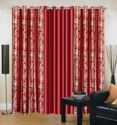 66% OFF on IWS Polyester Multicolor Striped Eyelet Curtain
