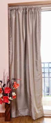 ZappyCart Polyester Steel Grey Solid Eyelet Curtain