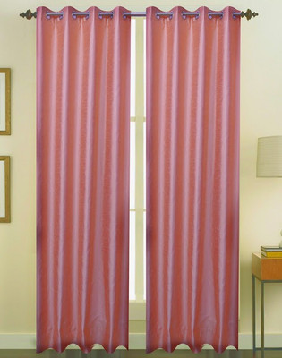 ZappyCart Polyester Peach Solid Eyelet Curtain
