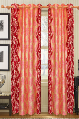45% OFF on Vrinda Polyester Maroon Printed Eyelet Curtain