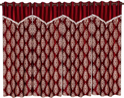 71% OFF on Zikrak Exim Polyester Red Damask Eyelet Curtain