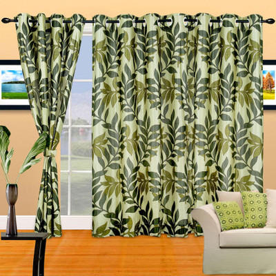 38% OFF on Cortina Polyester Green Abstract Eyelet Curtain