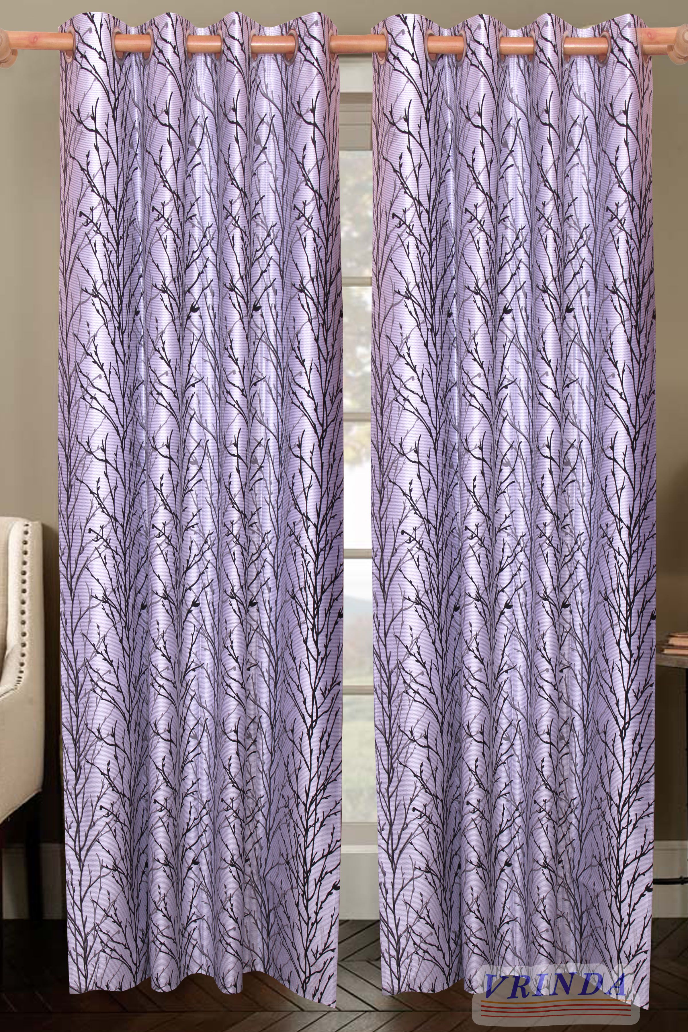 40% OFF on Vrinda Polycotton Purple Printed Eyelet Curtain