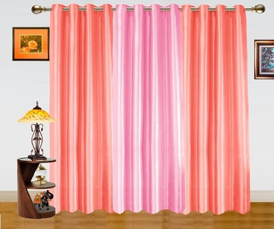 39% OFF on Dekor World Polyester Pink Solid Eyelet Curtain