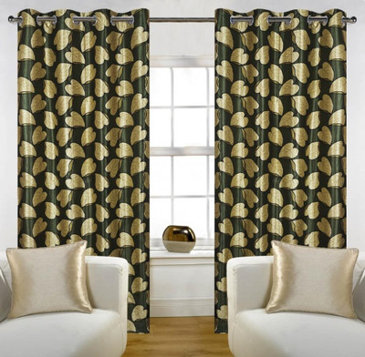 55% OFF on Home Candy Polyester Green Floral Eyelet Curtain