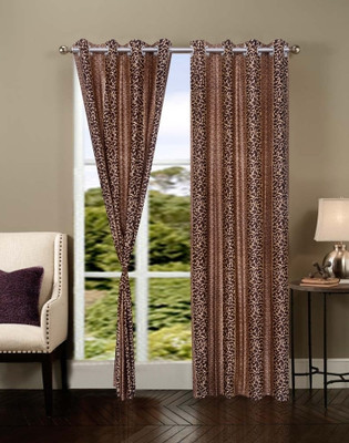 53% OFF on IWS Polyester Multicolor Printed Ring Rod Curtain