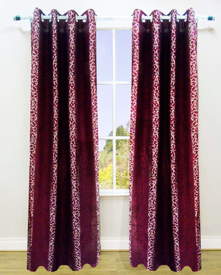 59% OFF on Homefab India Polyester Maroon Floral Eyelet Curtain