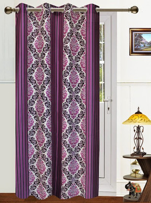 64% OFF on Dekor World Polyester Purple Damask Tab Top Curtain