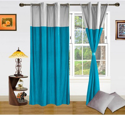 66% OFF on HomeZaara Polyester Multicolor Striped Eyelet Curtain