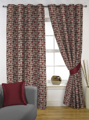 63% OFF on Kings Polycotton Maroon Solid Eyelet Curtain