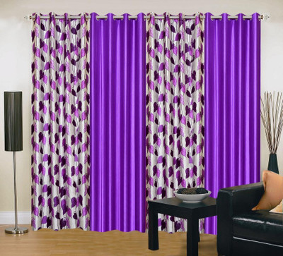 45% OFF on IWS Polyester Purple Printed Eyelet Curtain