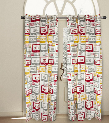 37% OFF on House This Cotton Red Abstract Eyelet Curtain 37% OFF on House This Cotton Red Abstract Eyelet Curtain