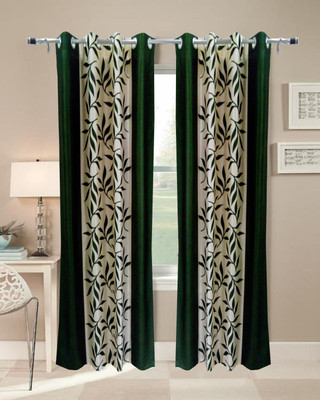 66% OFF on Homefab India Polyester Green Printed Eyelet Curtain