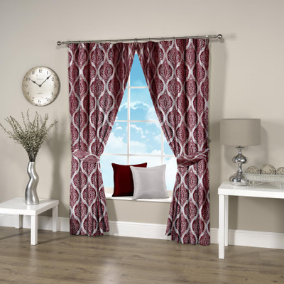 67% OFF on Threadmix Polyester Maroon Damask Eyelet Curtain