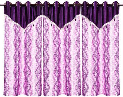 71% OFF on Zikrak Exim Polyester Purple Striped Eyelet Curtain