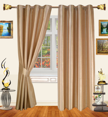 70% OFF on Decor Bazaar Polyester Beige Abstract Tab Top Curtain