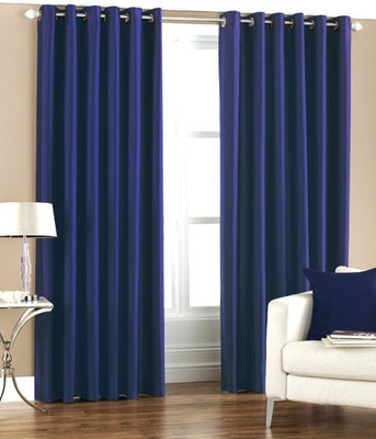 68% OFF on Homefab India Polyester Dark Blue Solid Eyelet Curtain
