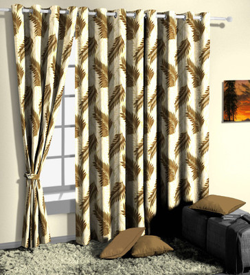 74% OFF on Curtainman Polyester Brown Floral Eyelet Curtain
