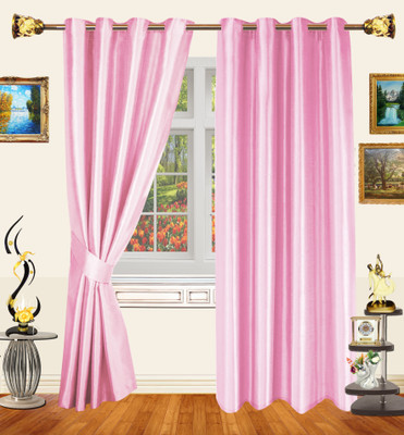 66% OFF on Decor Bazaar Polyester Pink Solid Eyelet Curtain